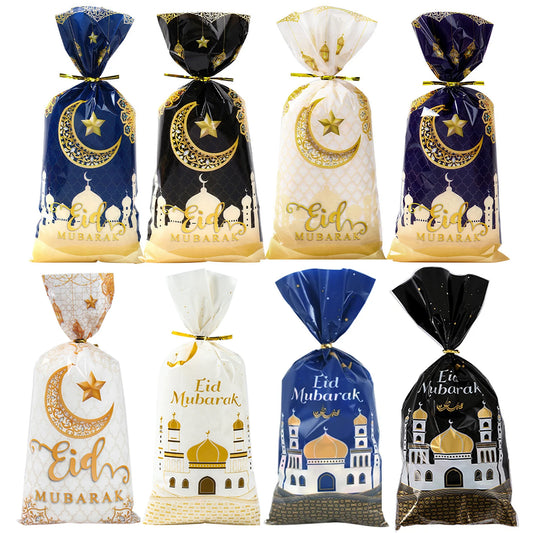 25/50/100pcs Eid Mubarak Plastic Gift Bags