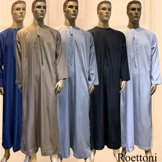 Mens Long Sleeve Classic Abaya (Dark Blue/Light Brown/White/Black/Light Grey/Cream/Black)
