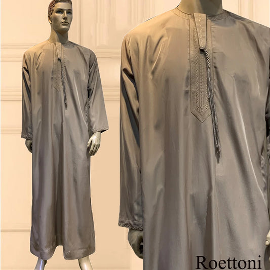 Mens Long Sleeve Classic Abaya (Dark Blue/Light Brown/White/Black/Light Grey/Cream/Black)
