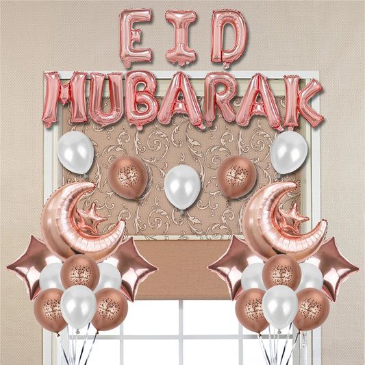 34Pc Eid Party Balloon Set (Pink, Gold, Silver, Purple)